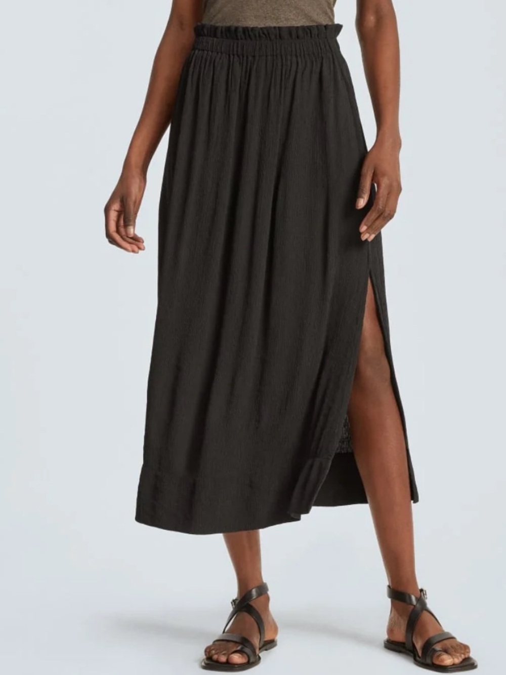 Everlane Ripple Midi Skirt — Black